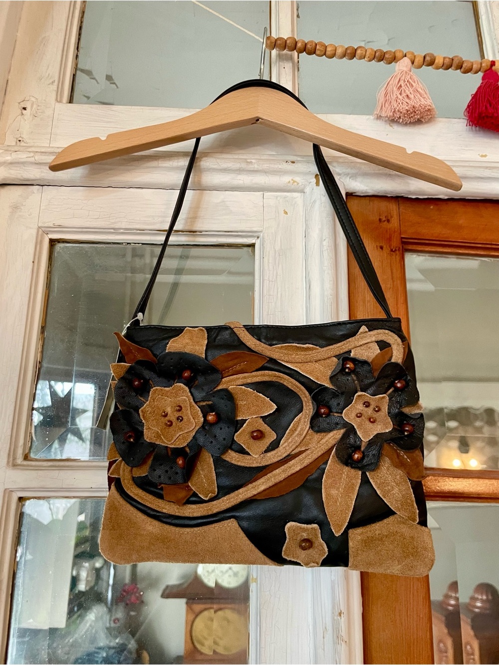 Vintage Y2K Leather Suede Patchwork Shoulder Bag